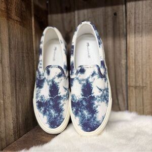 Madewell Blue and White Tie-dye Slip On Sneakers